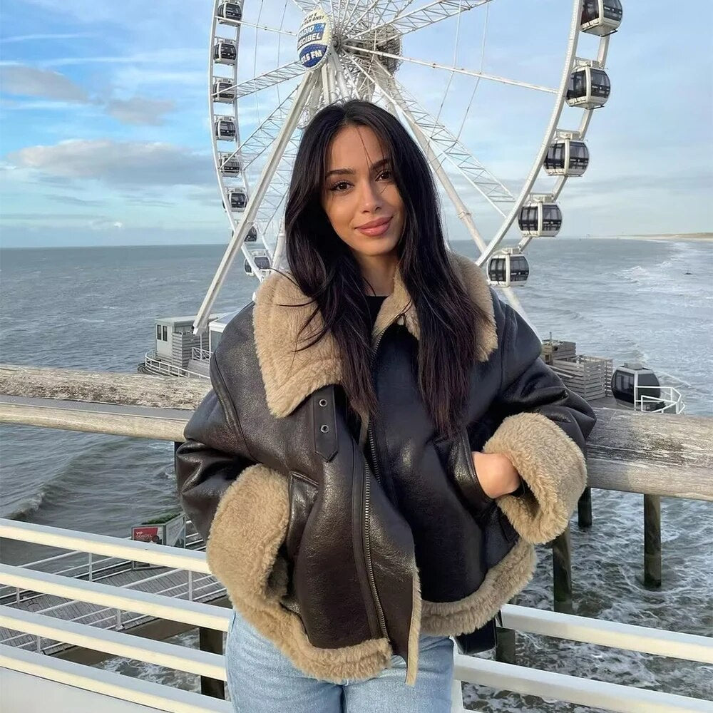 WW | Classic Short Fur and Leather Jacket