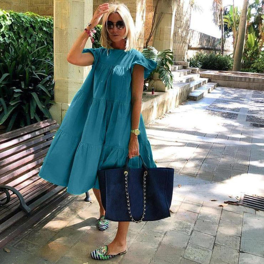WW | A-line dress Knee-length Short-sleeve Floral appliqué Lightweight
