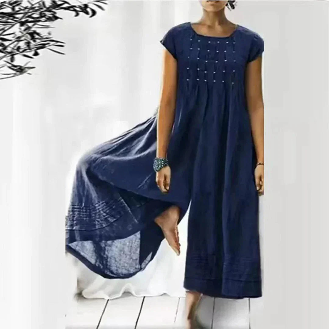 WW | Atmungsaktives Baumwoll-Leinen-Kleid