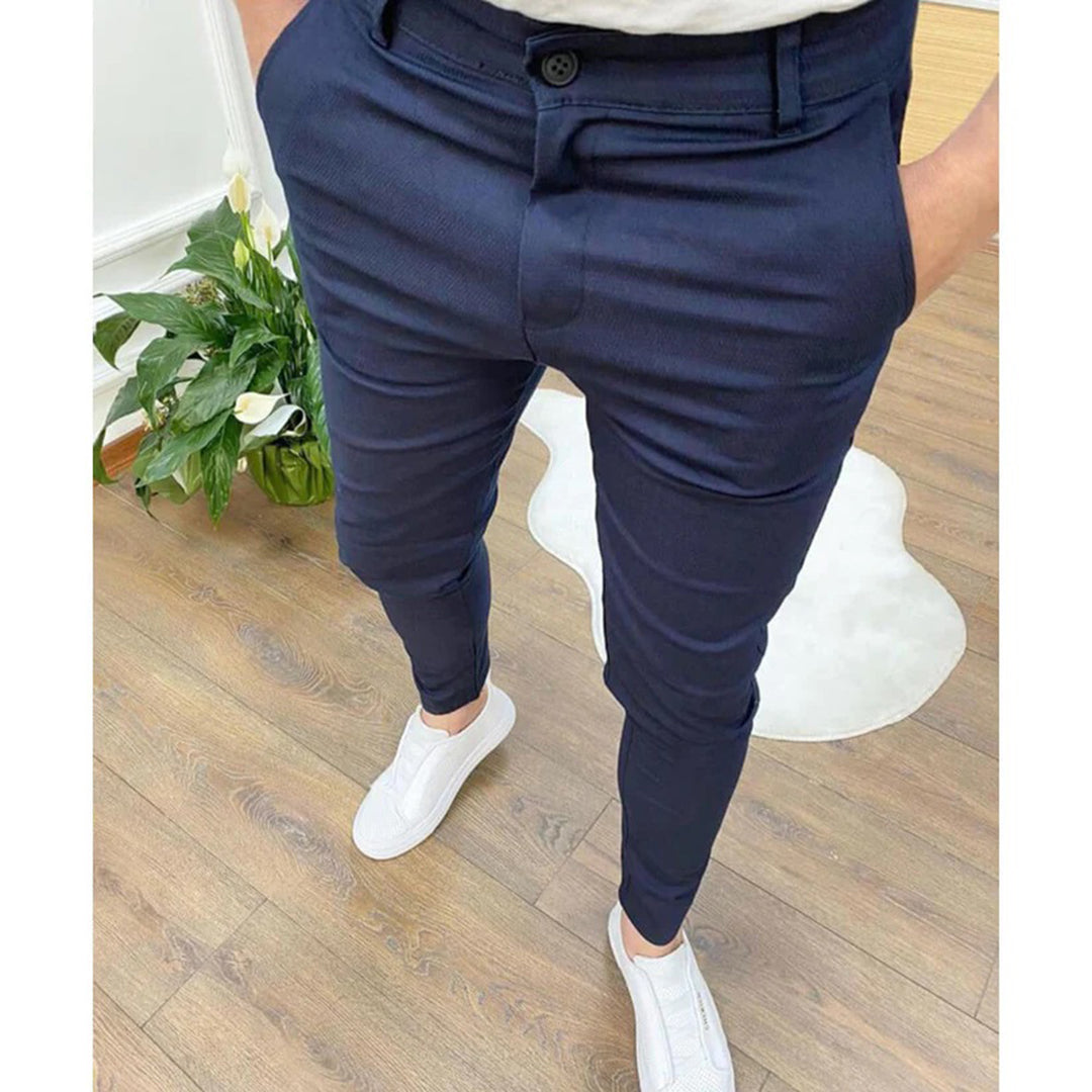 Men's Slim Fit Chino Trousers - Stretch Comfort, Everyday & Casual Look, with Pockets