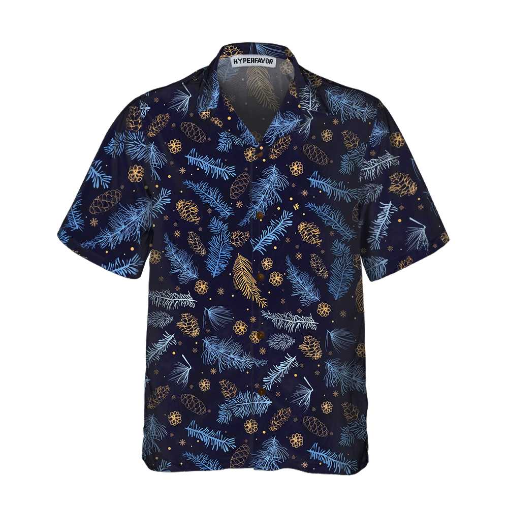 WW | Blau-weißer Winter Natur Hawaiian Shirt, Festliches Weihnachtshemd, Bestes Geschenk für Weihnachten