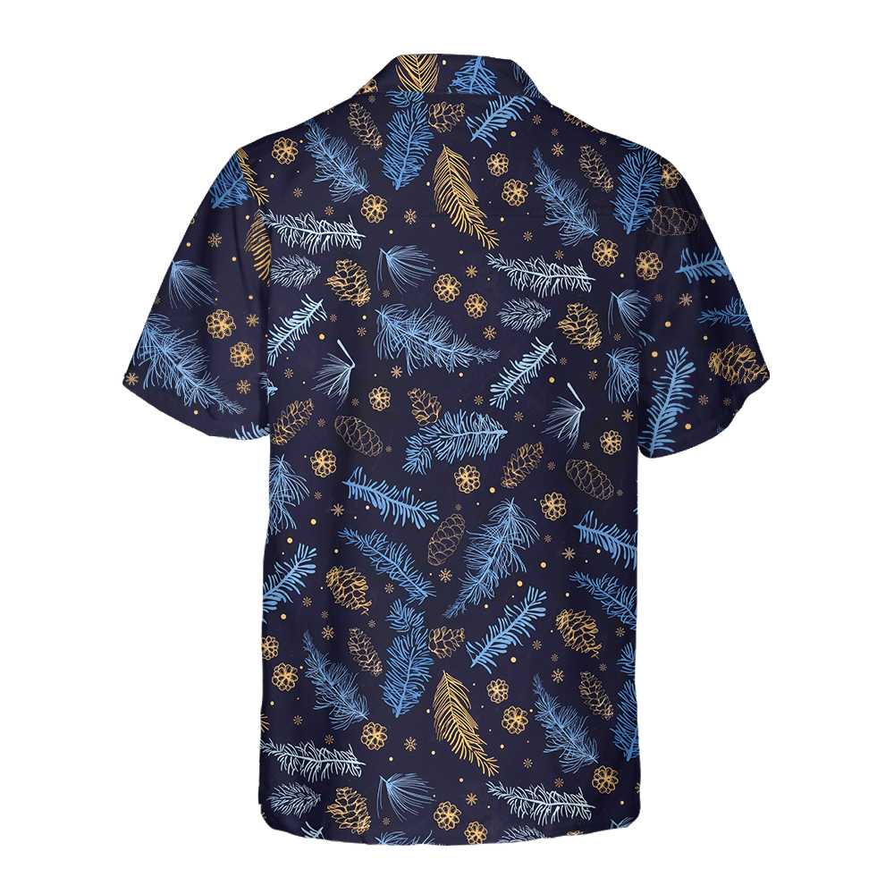 WW | Blau-weißer Winter Natur Hawaiian Shirt, Festliches Weihnachtshemd, Bestes Geschenk für Weihnachten