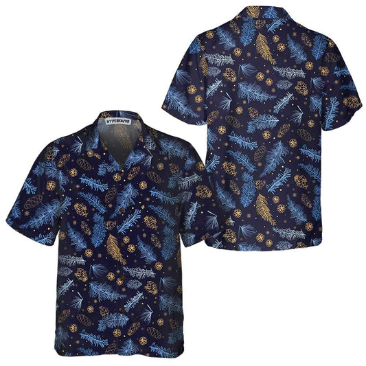 WW | Blue & White Winter Nature Hawaiian Shirt, Festive Christmas Shirt, Best Gift for Christmas