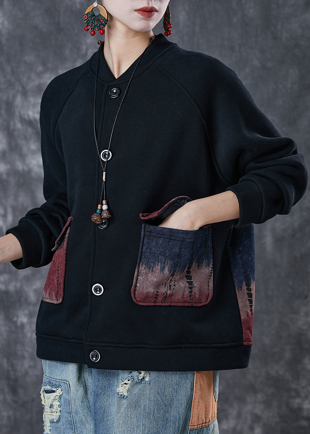 WW | Black Oversized Warm Fleece Jackets Winter