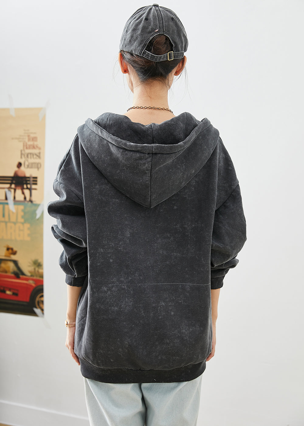 WW | Black Tie-Dye Letter Print Cotton Coats