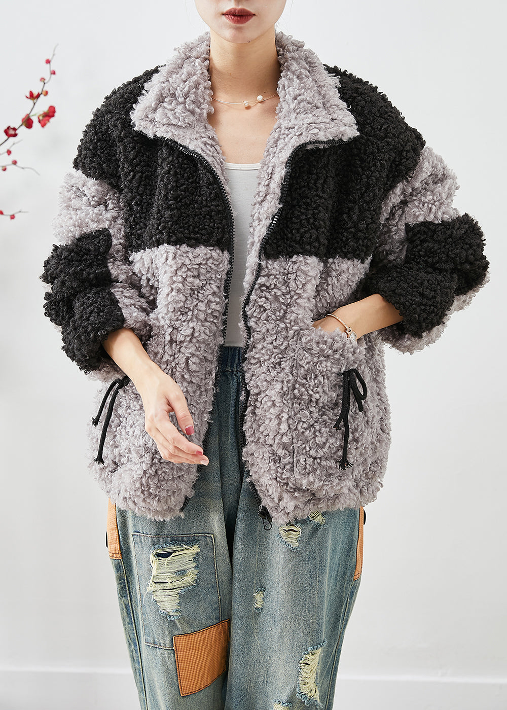 WW | Colorblock Oversized Patchwork Taschen Fleece Jacken Winter