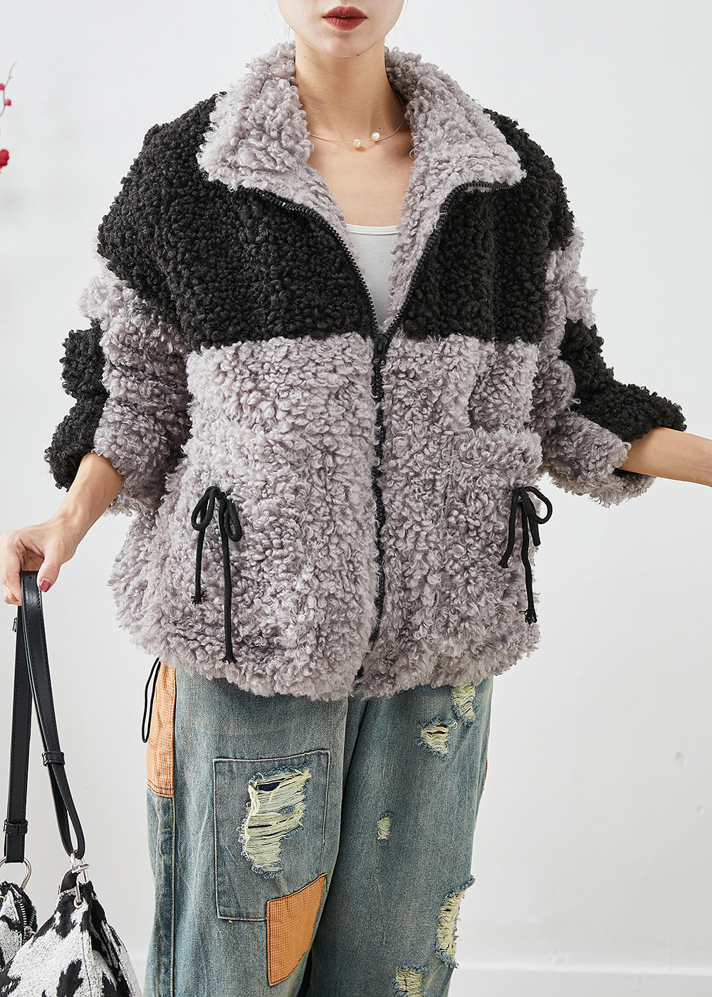 WW | Colorblock Oversized Patchwork Taschen Fleece Jacken Winter