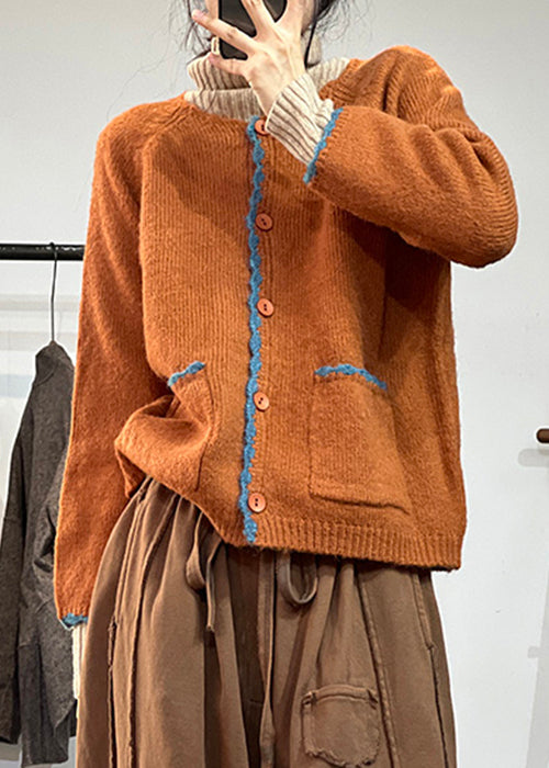 WW | Orange Button Pocket Wool Coats