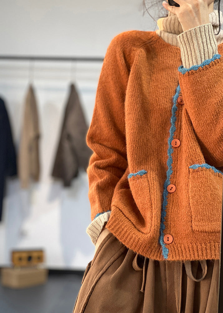WW | Orange Button Pocket Wool Coats