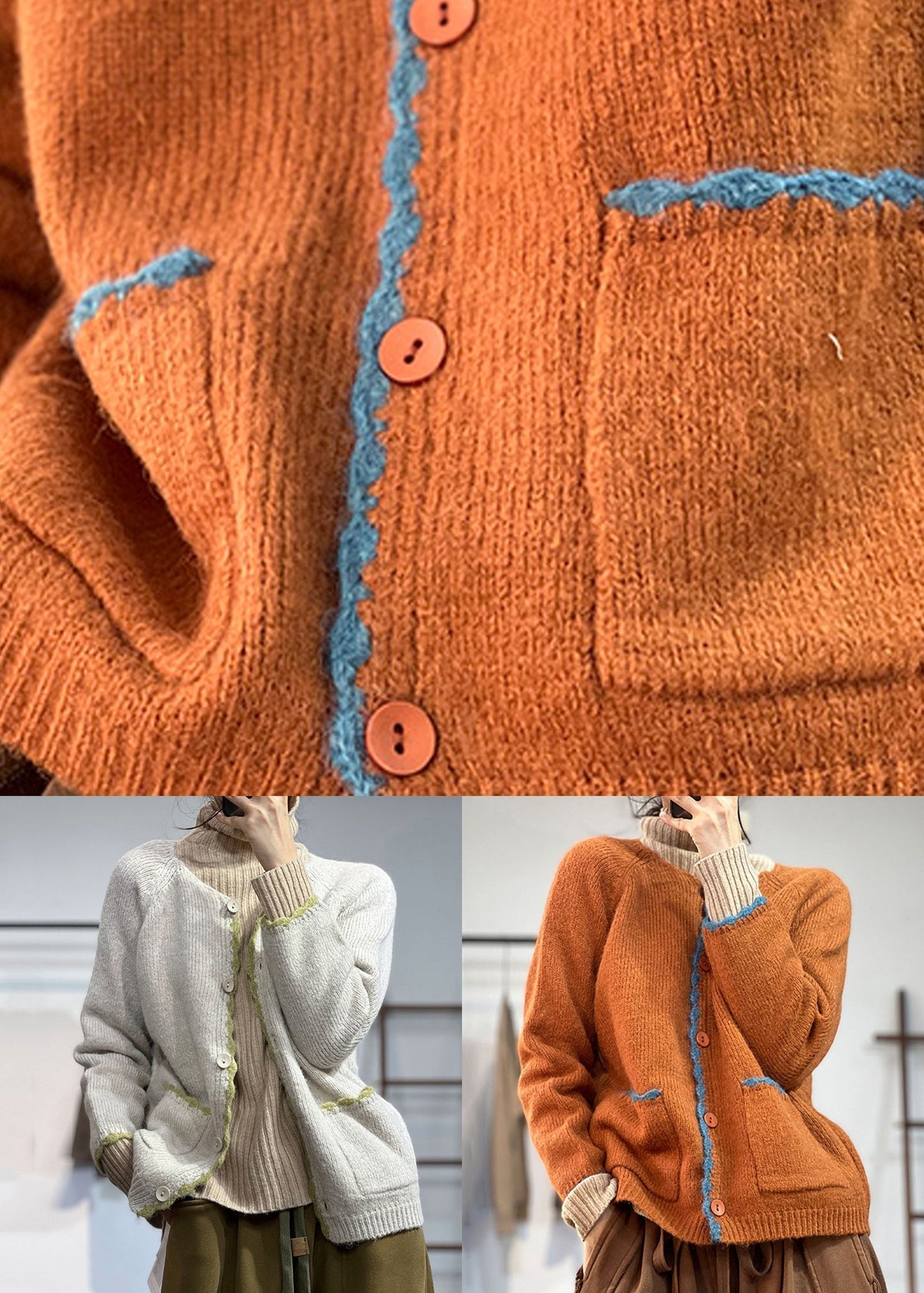 WW | Orange Button Pocket Wool Coats