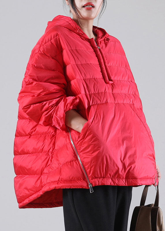 WW | Rote Kapuzenjacken mit Taschen aus Entendaunen Winter