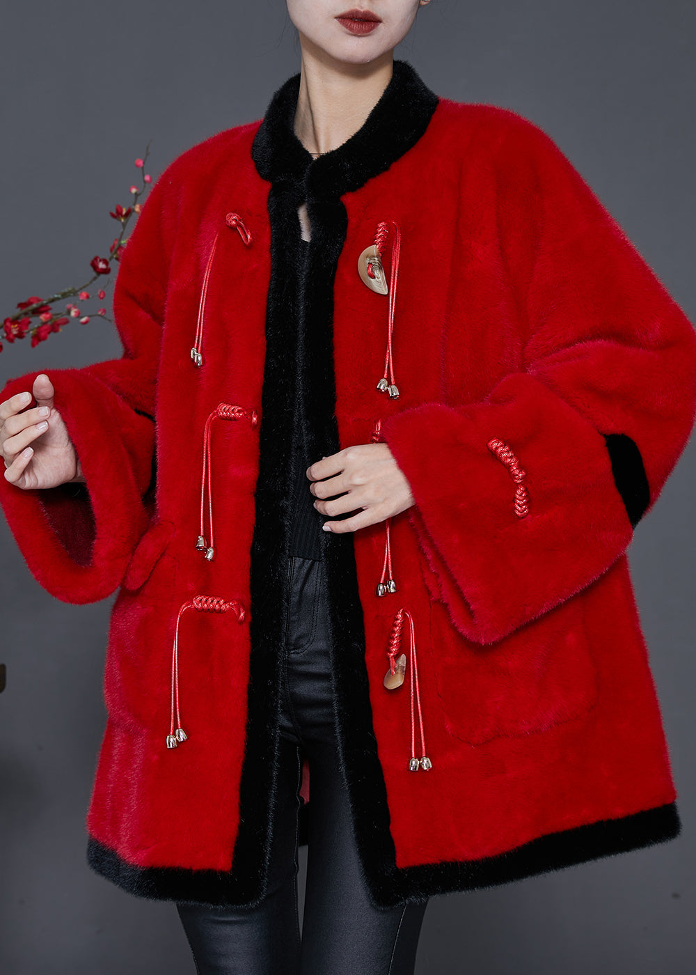 WW | Red Tassel Patchwork Mink Velvet Coats
