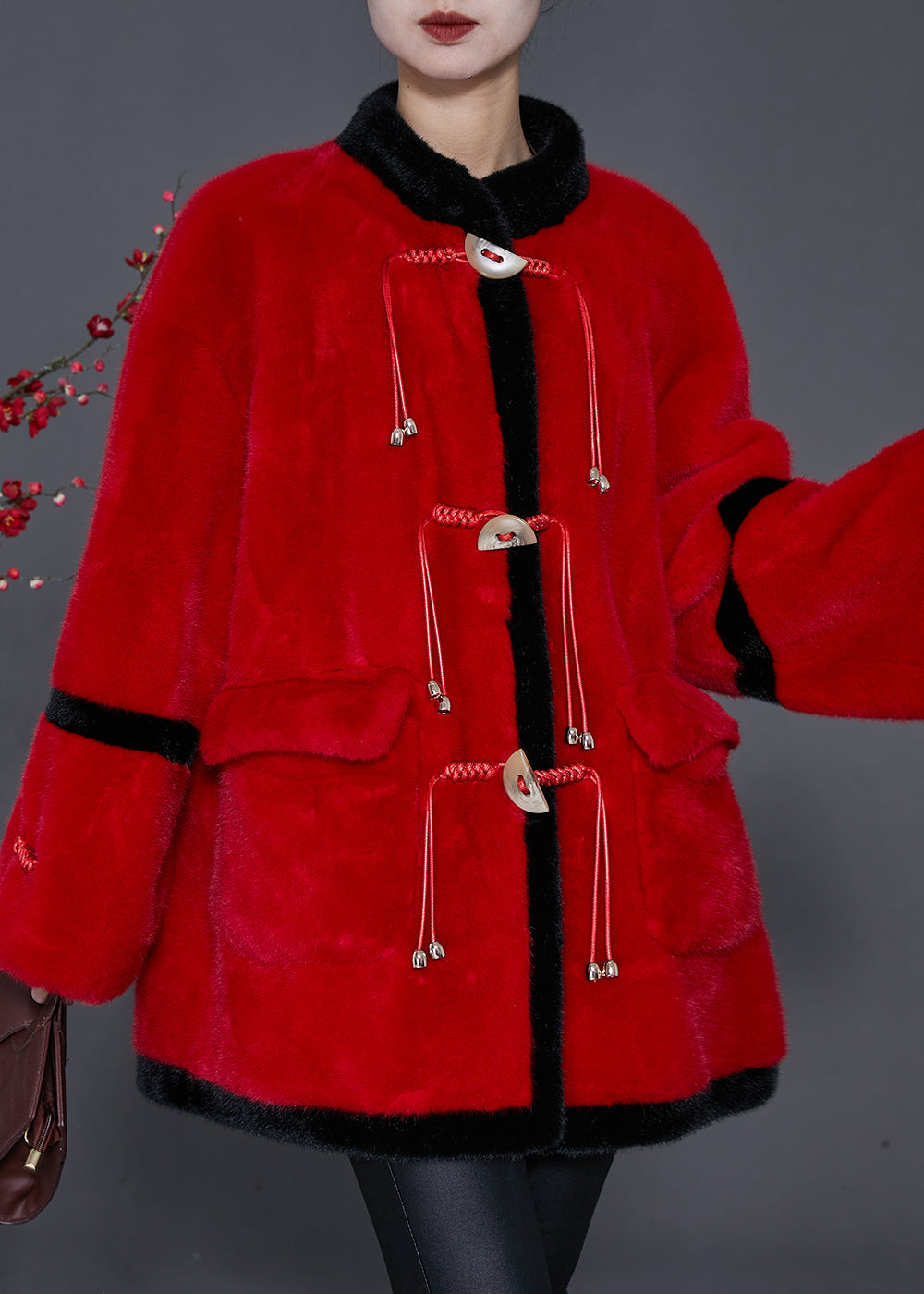 WW | Red Tassel Patchwork Mink Velvet Coats