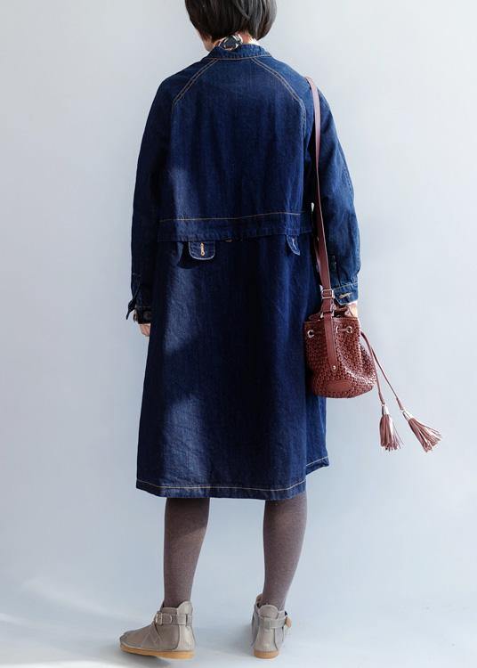 WW | Stehkragen feines Patchwork Box Coat dunkelblaue Silhouette Jacken
