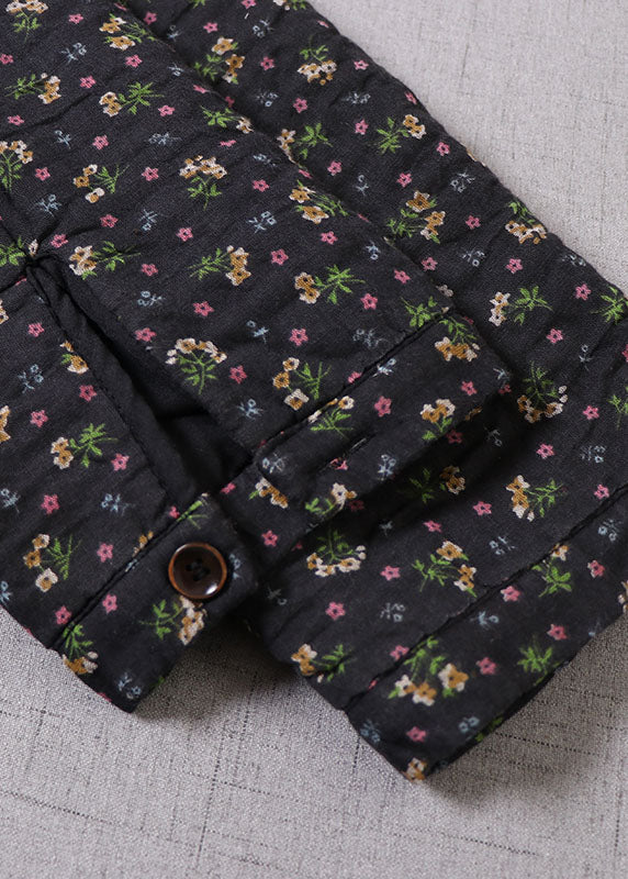 WW | Black Print Fine Cotton Padded Winter Coats Winter