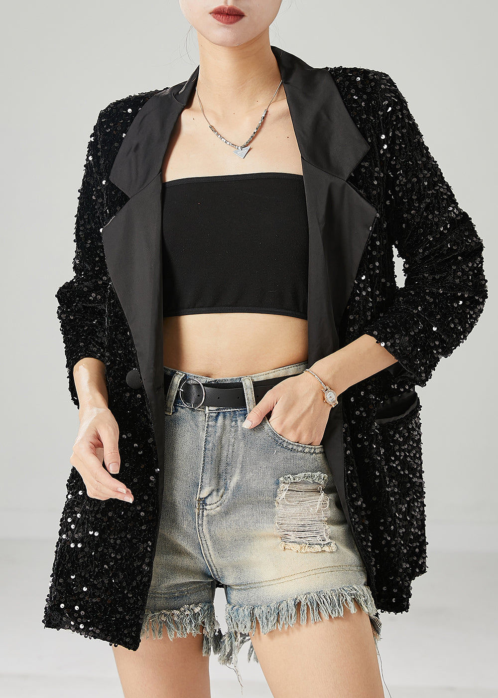 WW | Black Sequin Double-Breasted Jackets