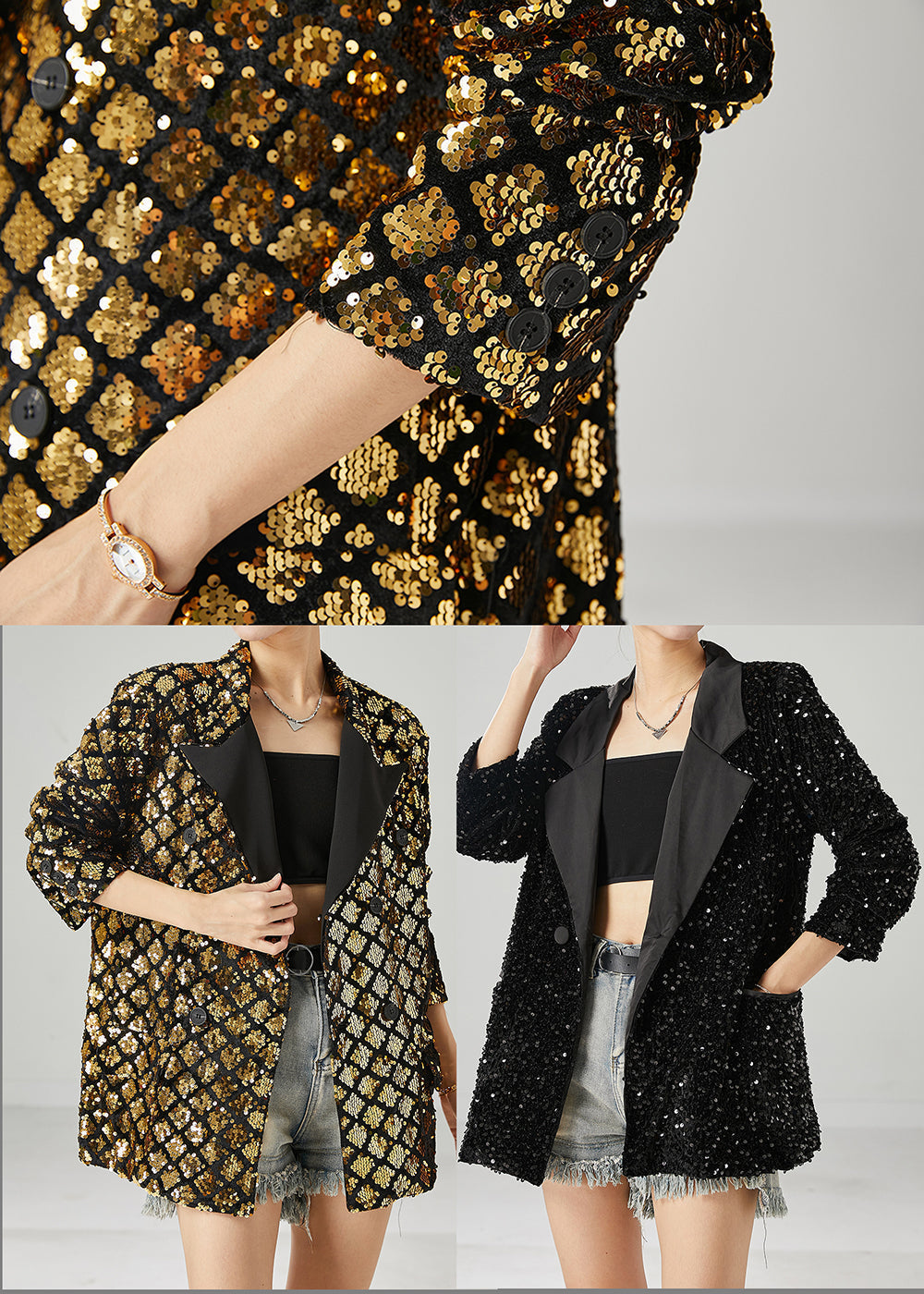 WW | Black Sequin Double-Breasted Jackets