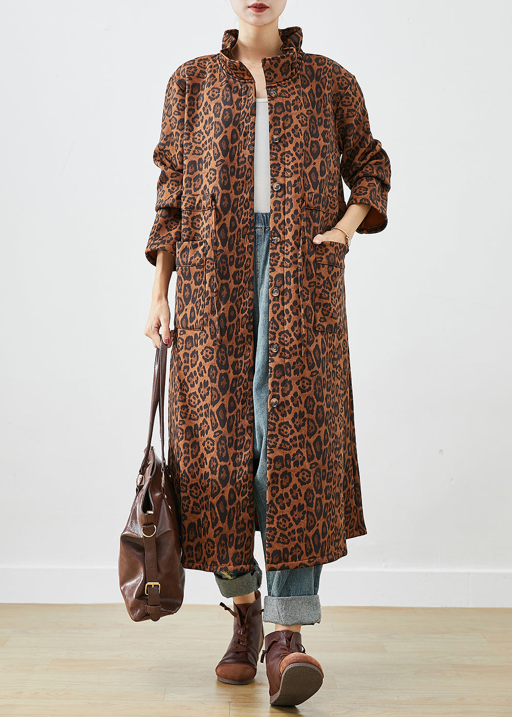 WW | Oversized Leopard Print Cotton Trench Coats