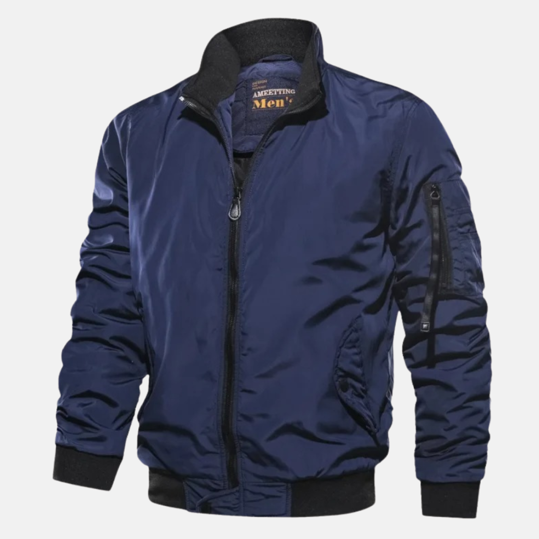 WW | Men's Casual Windproof Zipper Jacket with Ribbed Cuffs