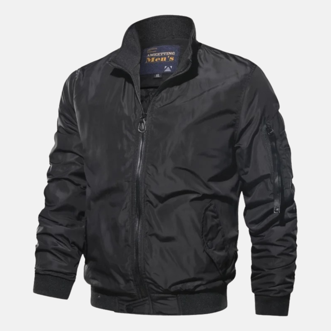 WW | Men's Casual Windproof Zipper Jacket with Ribbed Cuffs