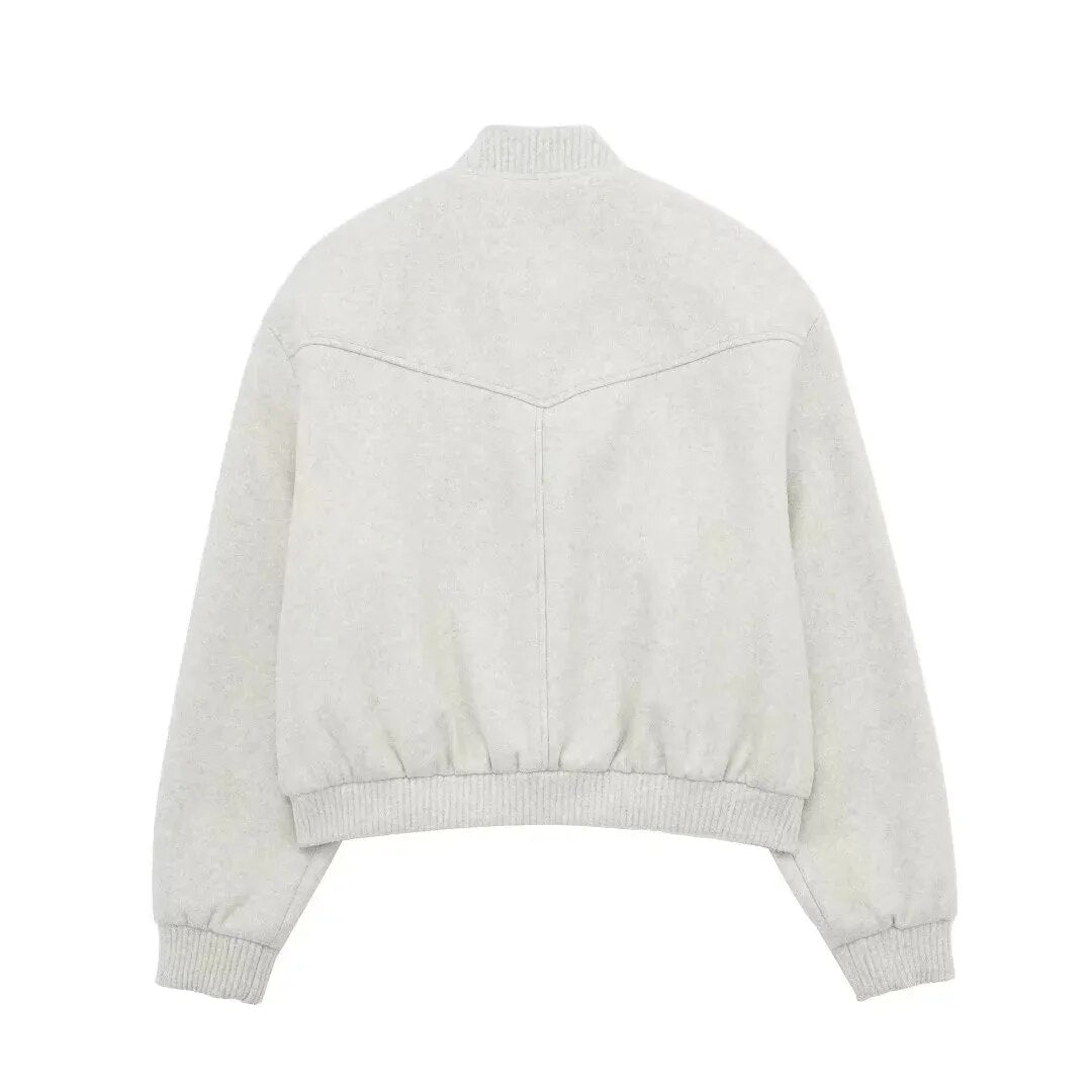 WW | Damen Casual Knopfverschluss Gekürzte Jacke