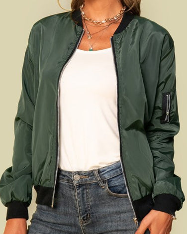 WW | Dünne Damen Bomberjacke mit Reißverschluss und Taschen