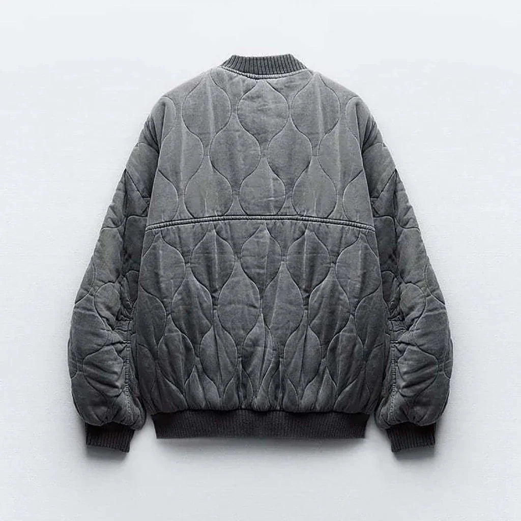 WW | Grau Lockere Passform Übergröße Jacke Damenjacke