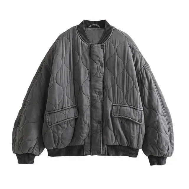 WW | Grau Lockere Passform Übergröße Jacke Damenjacke