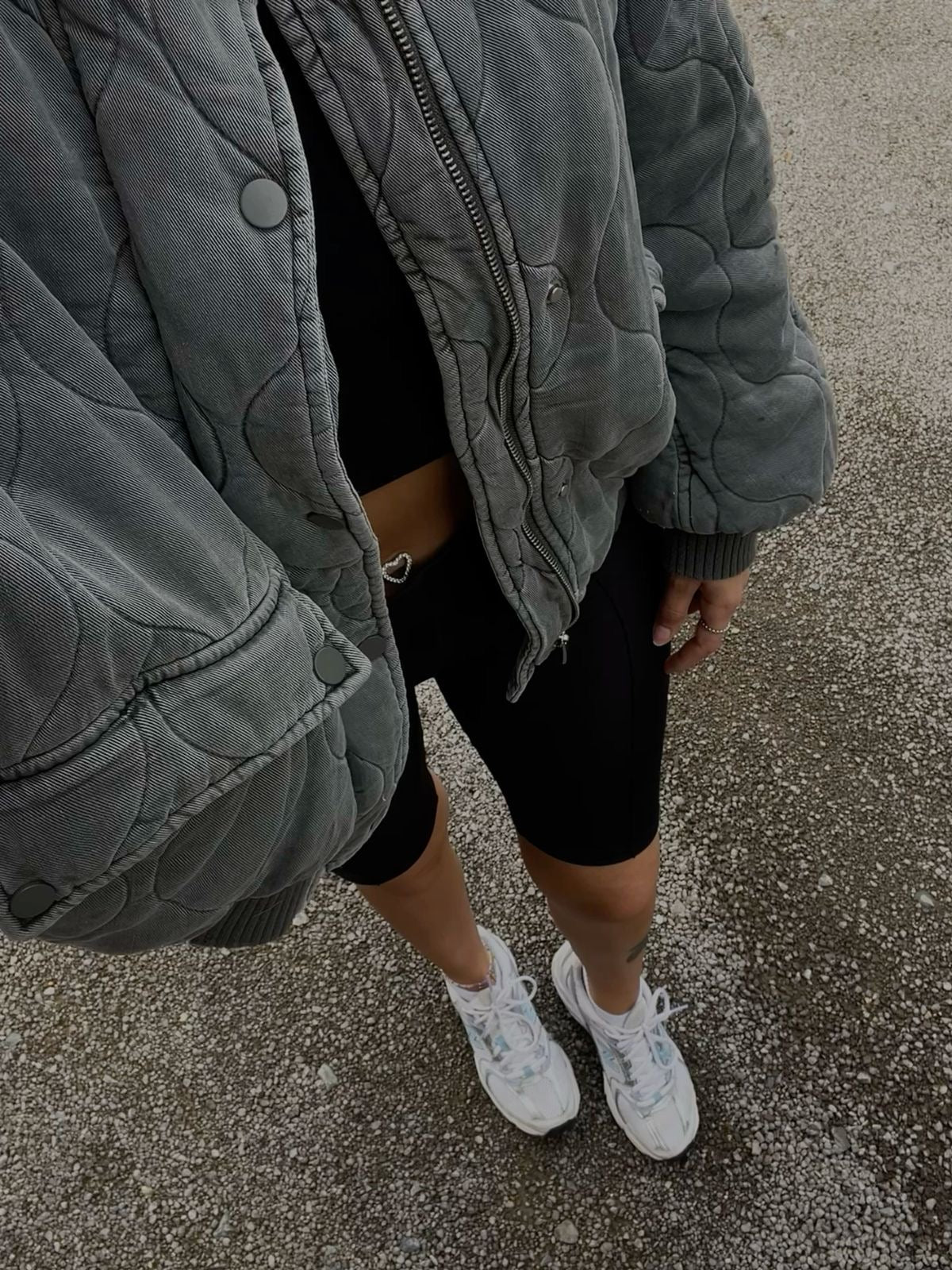 WW | Graues Übergröße Winterjacke mit Reißverschluss für Damen