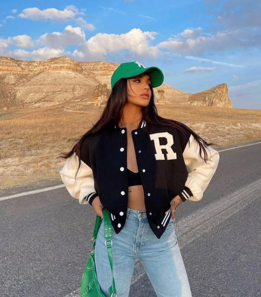 WW | Übergröße mit Knöpfen Baseballjacke Damenjacke