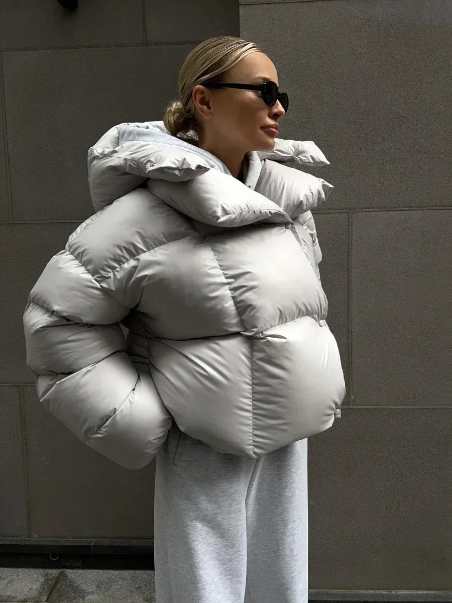 WW | Damen Winter Puffer Jacke mit Kapuze und Oversized Stil