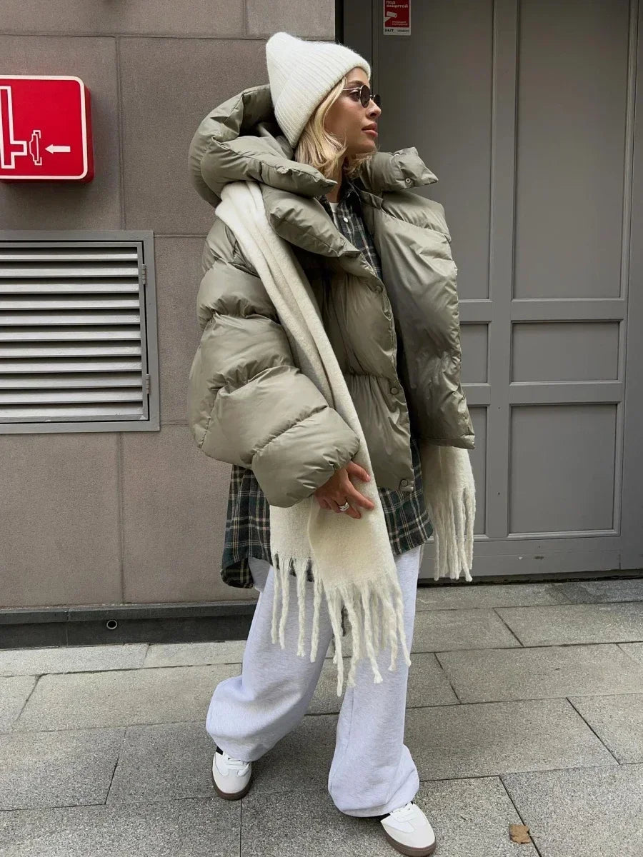 WW | Damen Winter Puffer Jacke mit Kapuze und Oversized Stil