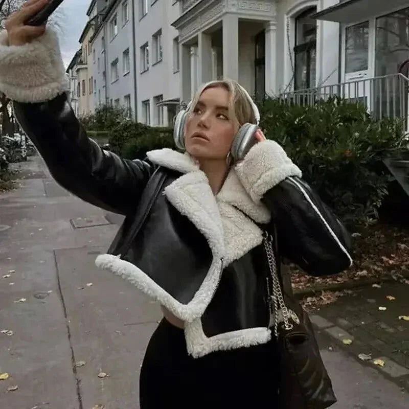 WW | Geknipt Kunstleder Winterlederjacke Damenjacken