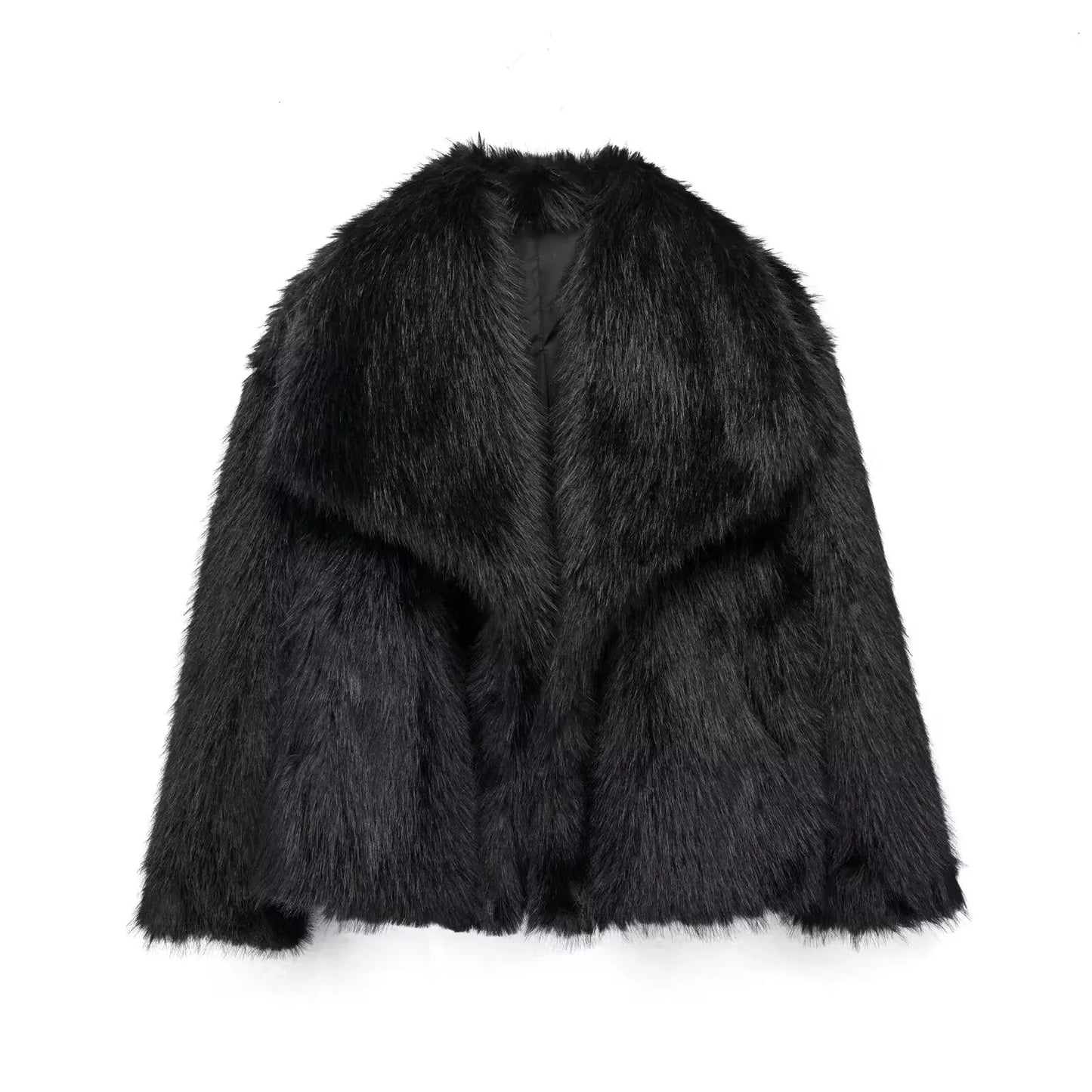 WW | Kurz Fluffig Jacke mit Kunstpelz Felljacken für Damen