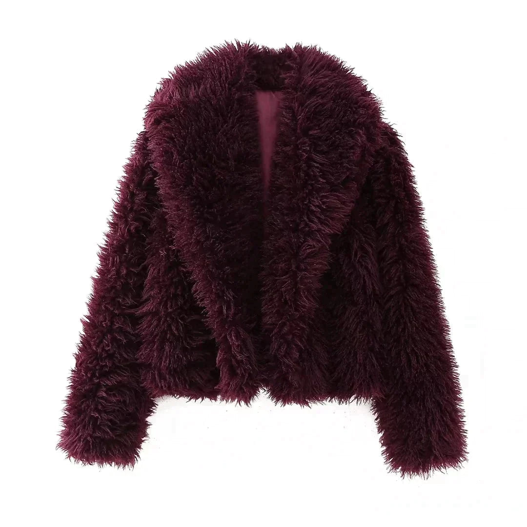WW | Kurz Fluffig Jacke mit Kunstpelz Felljacken für Damen
