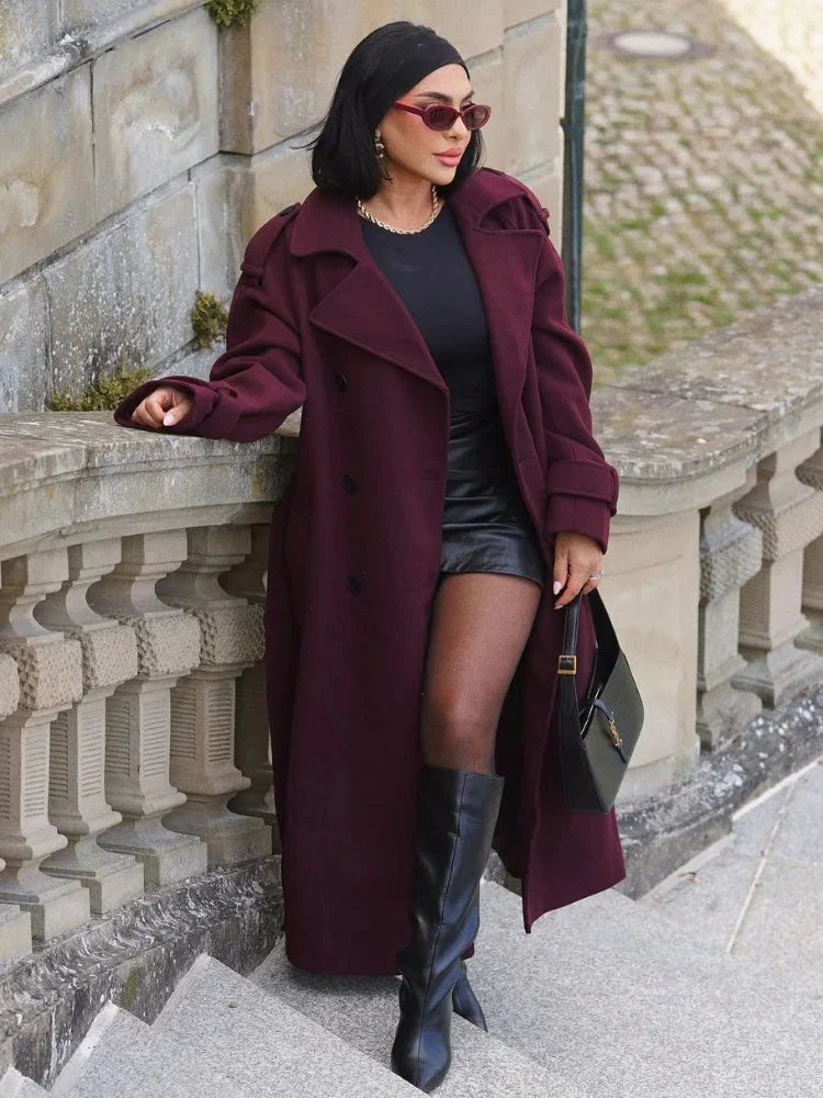 WW | Coat Double Breasted Winter Wool Trench Coat Long Coat Women