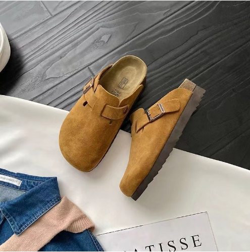 WW | Suede Slip-on Clogs with Adjustable Buckle