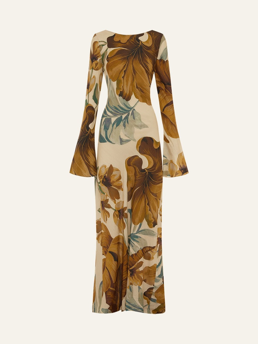 Maxi dress with hand-drawn botanical motifs