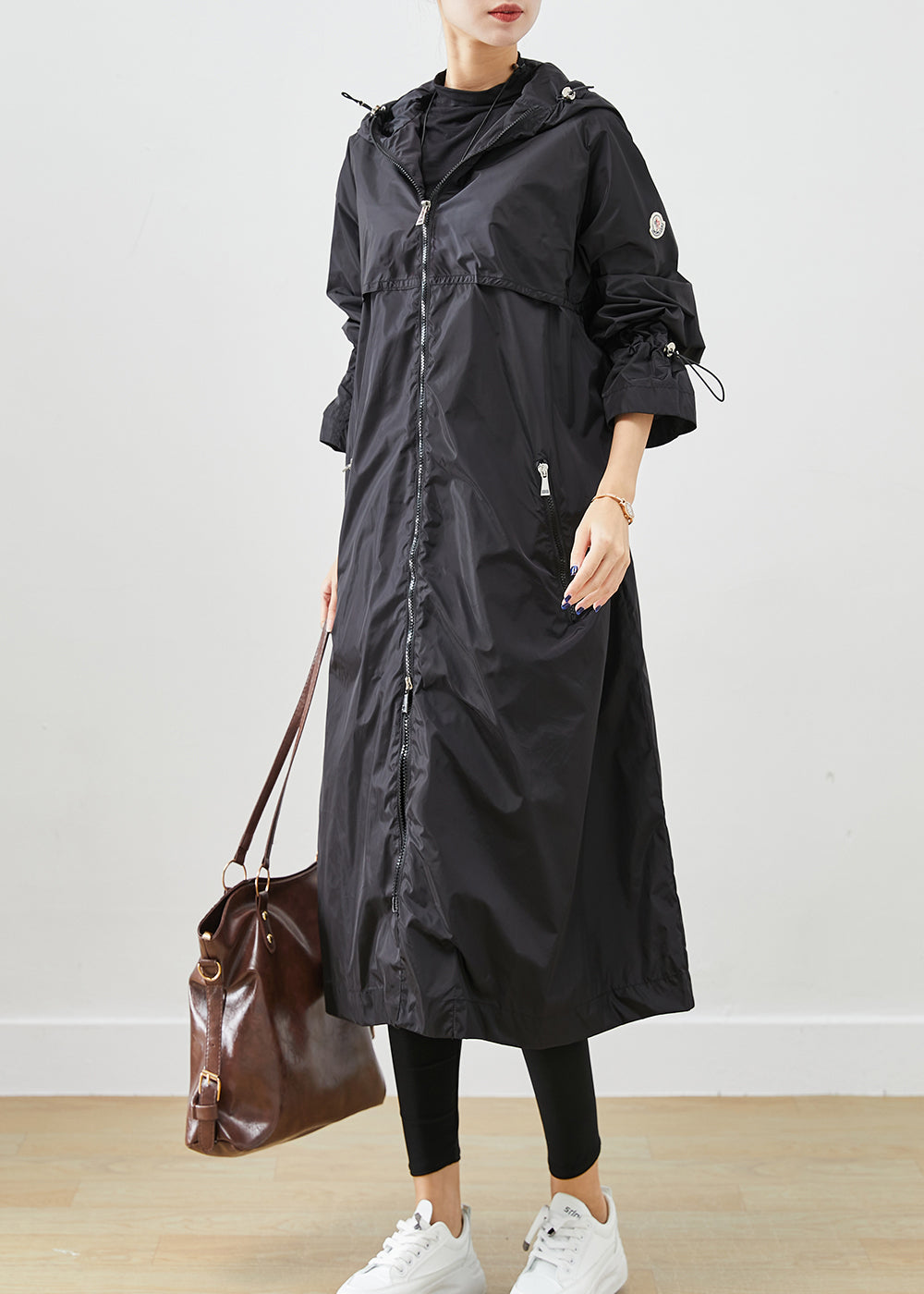 WW | Black Zip-Up Drawstring Spandex Coats