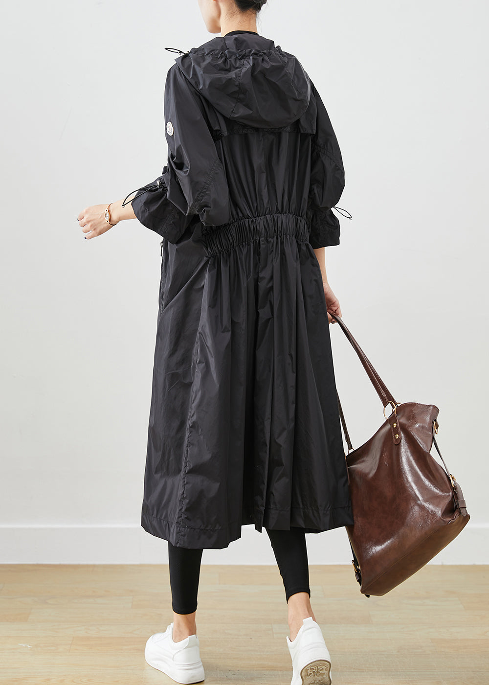 WW | Black Zip-Up Drawstring Spandex Coats