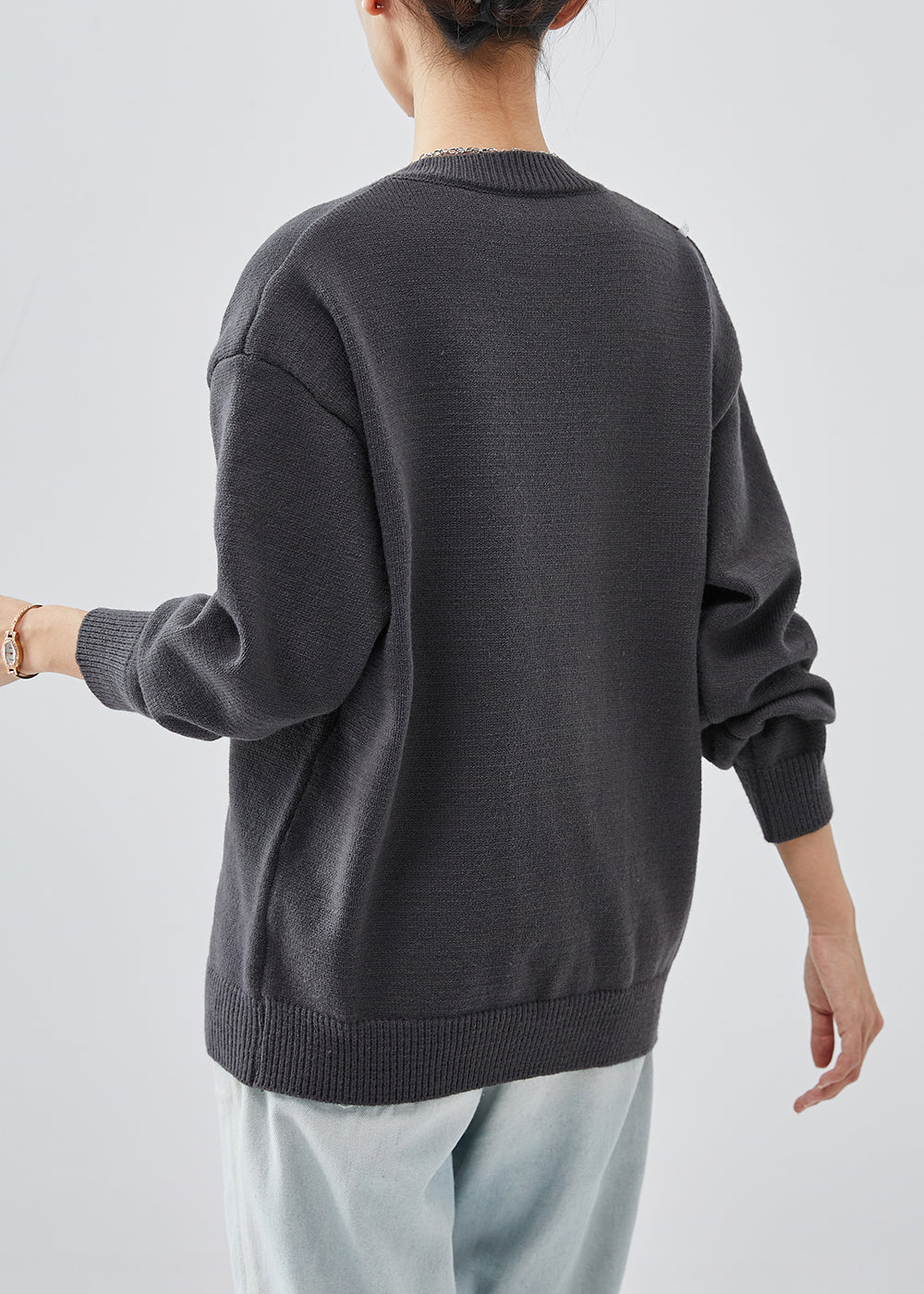 WW | Dark Grey Chunky Button-Down Knit Coats