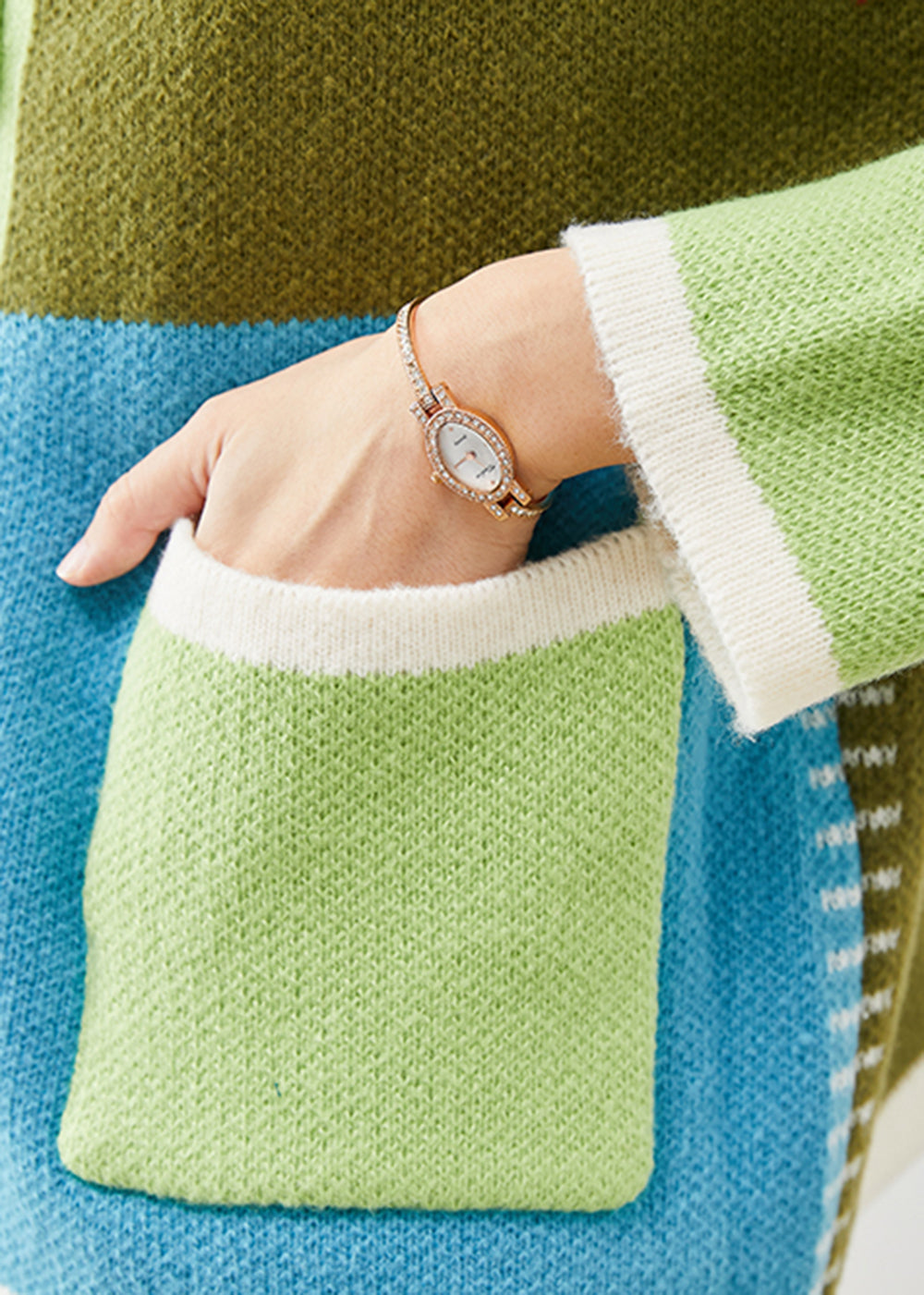 WW | Green Oversized Patchwork Cardigans