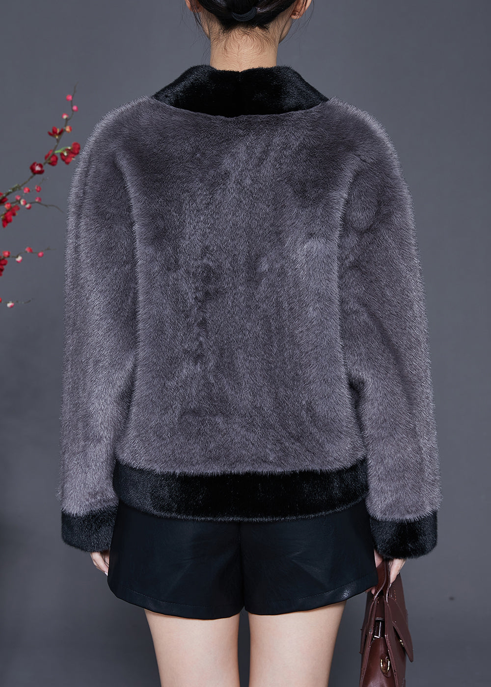 WW | Grey Plus Size Warm Fluffy Fur Jackets Winter