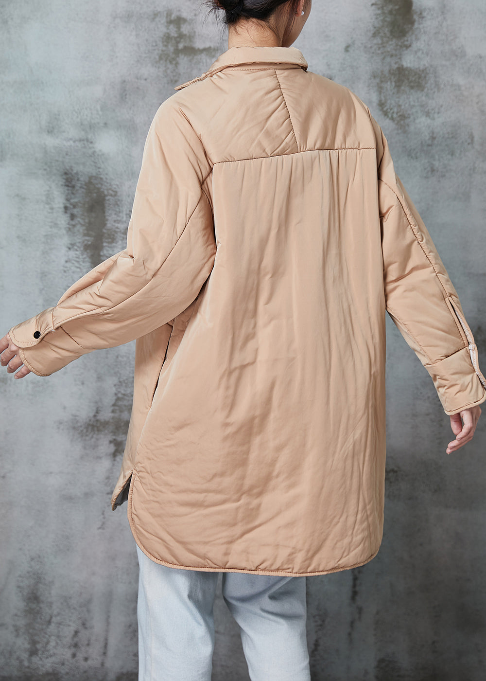 WW | Khaki Oversized Taschen Feine Baumwollgefüllte Pufferjacken Winter