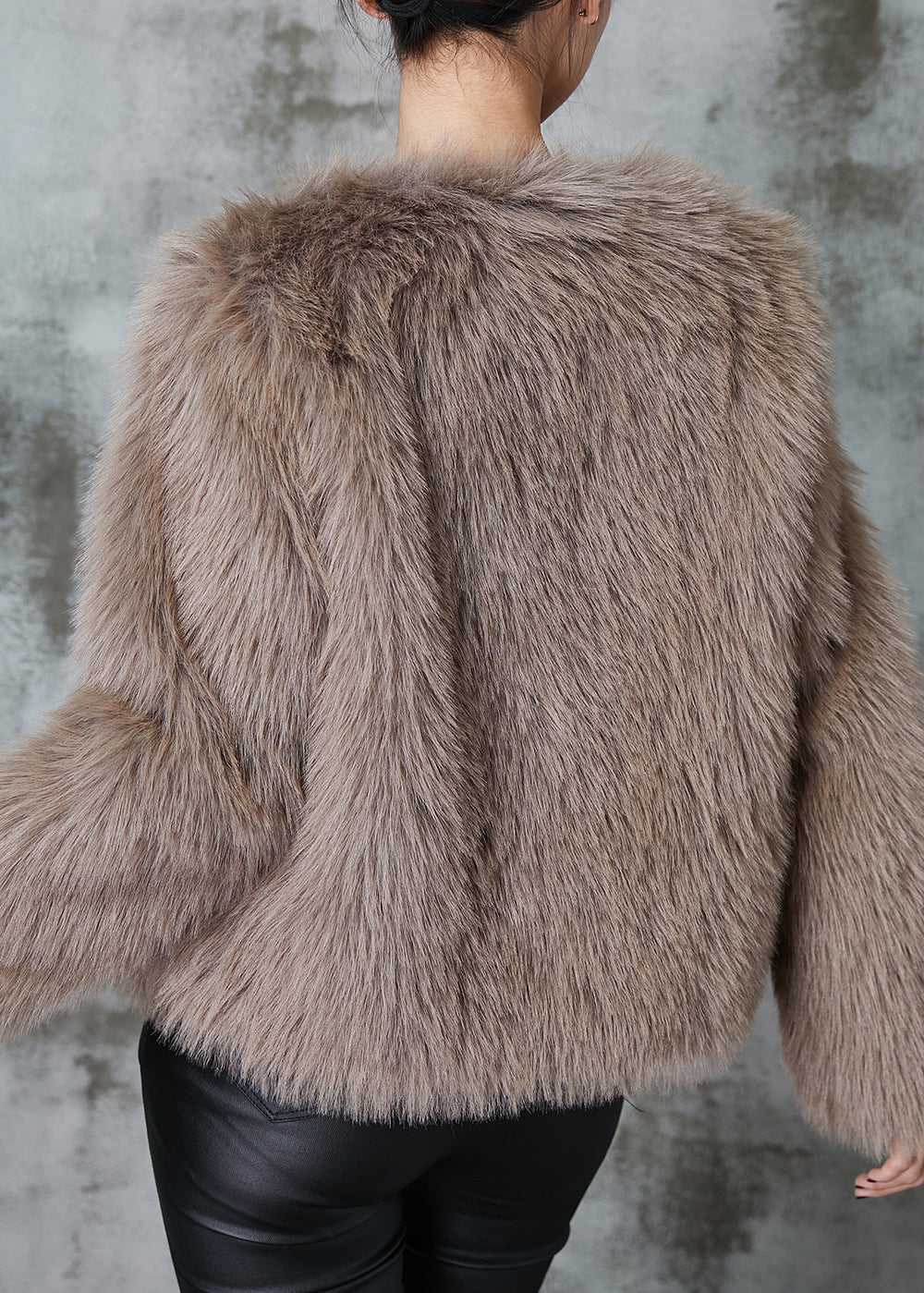 WW | Khaki Patchwork Faux Fur Jackets Winter