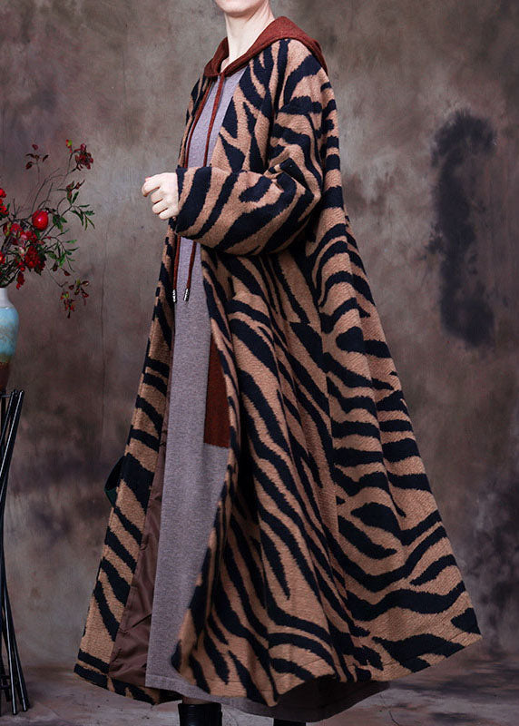 WW | Leopard V-Neck Batwing Fashion Winter Wool Coats