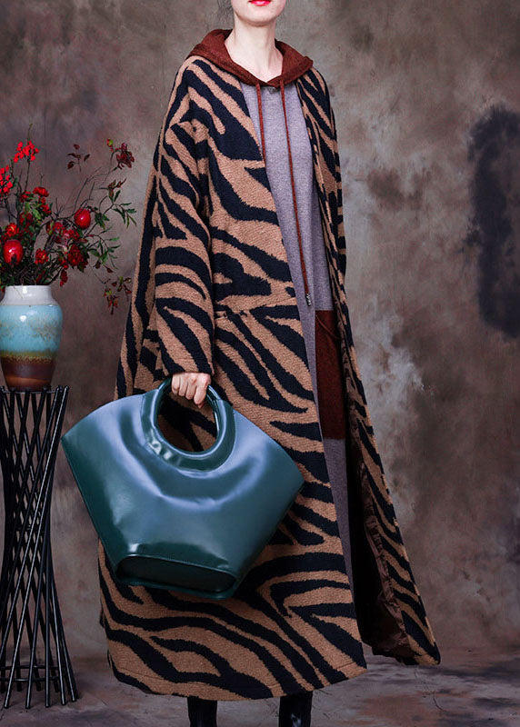 WW | Leopard V-Neck Batwing Fashion Winter Wool Coats