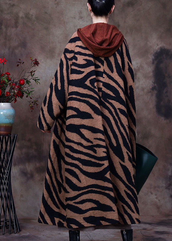 WW | Leopard V-Neck Batwing Fashion Winter Wool Coats