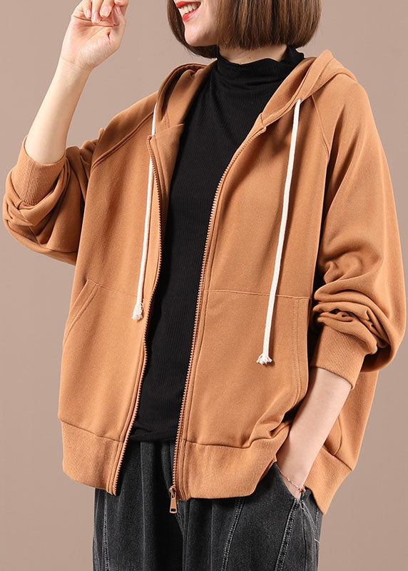 WW | Orange Lose Kapuzenjacken mit Taschen Langarm