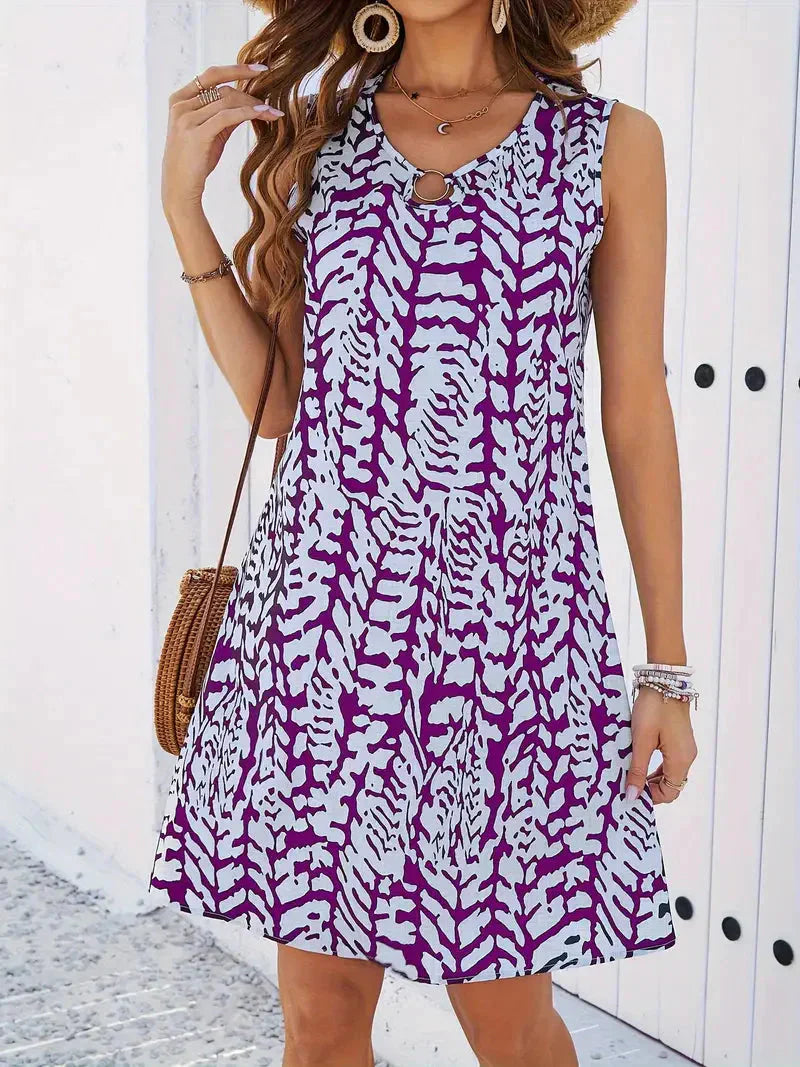 WW | Bedrucktes Kleid Ärmelloses Minikleid für den Sommer